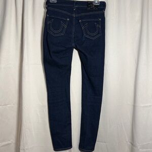 True Religion Jennie Curvy High Rise Skinny Dark Wash Jeans Size 25